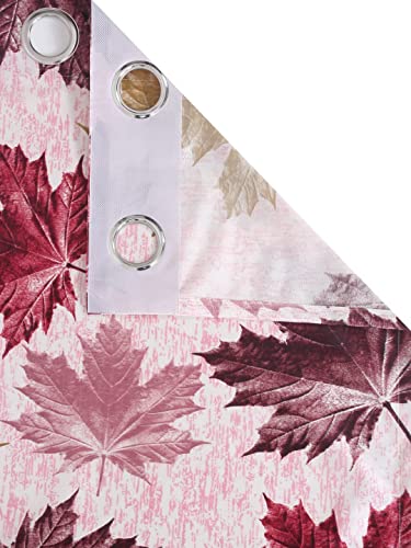 Image of HUTI 5 Feet Maroon Window Curtain Set of 2 | Semi Transparent Leaf Printed Curtain | Light Filtering Polyester | Eyelet Curtains for Living Room & Bedroom 4x5 ft (120 x 150 cm) | Best for Home Decor