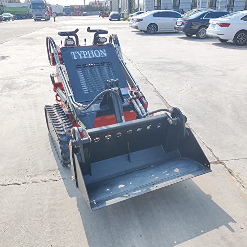 TYPHON STOMP Mini Skid Steer Loader – 1800lbs Skid Steer with Four in One Bucket Attachment– Compact Skid-steer Machine For Garden, Farms, Parks, Roads