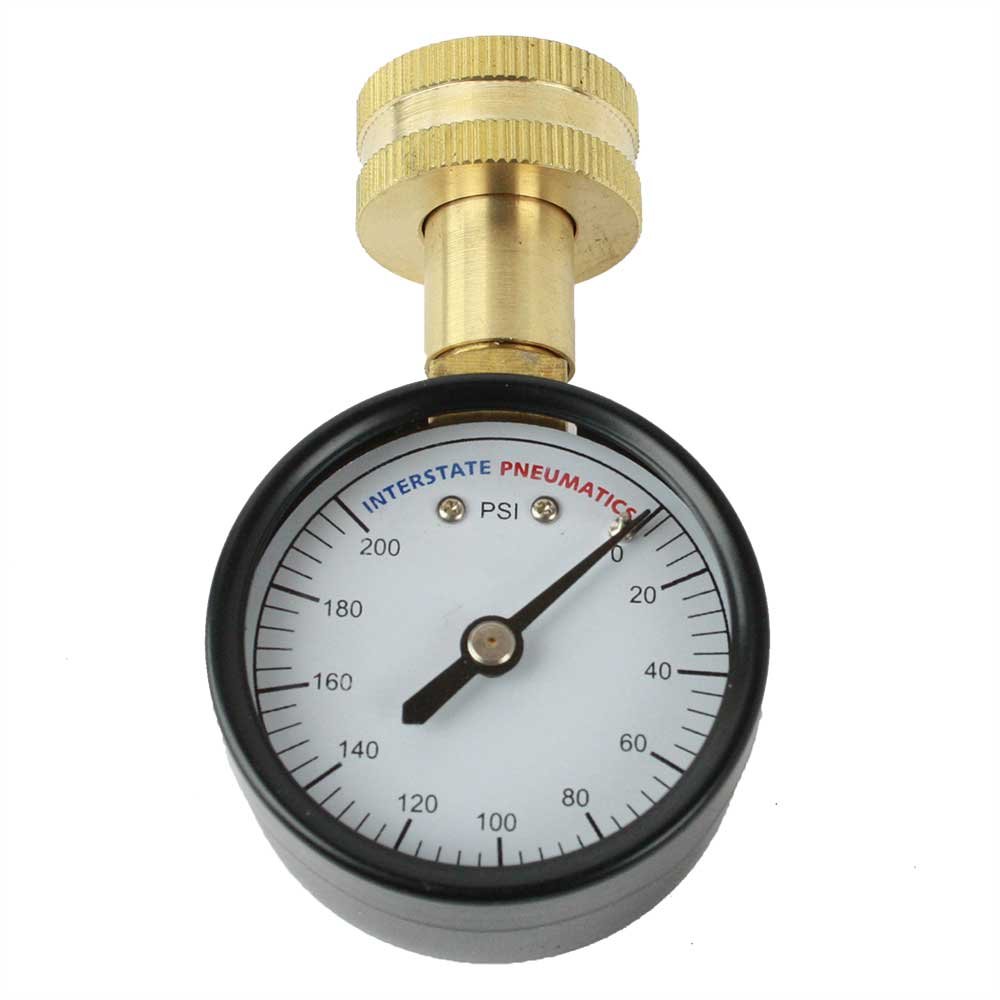Interstate PneumaticsG2012-200W 2" 200 PSI 3/4" GHT P2A Water Pressure Test Gauge, 3/4" Female Hose Thread