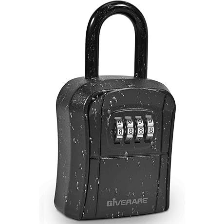 Waterproof Wall Mount Key Lockbox with Resettable Combination and Mounting Kit -...