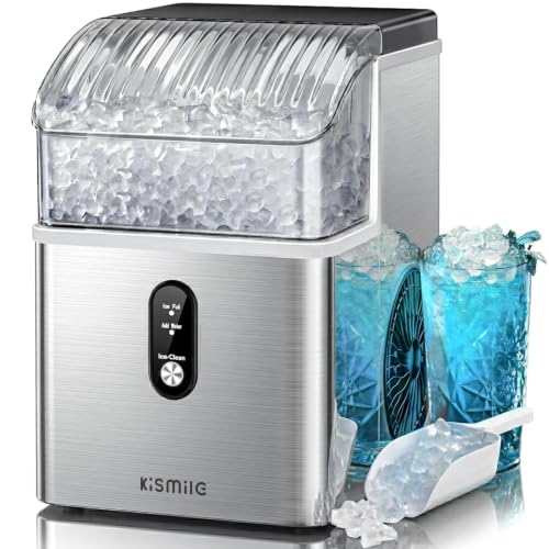 Kismile Nugget Ice Makers Countertop,Portable Ice Machine with Crushed Ice,...
