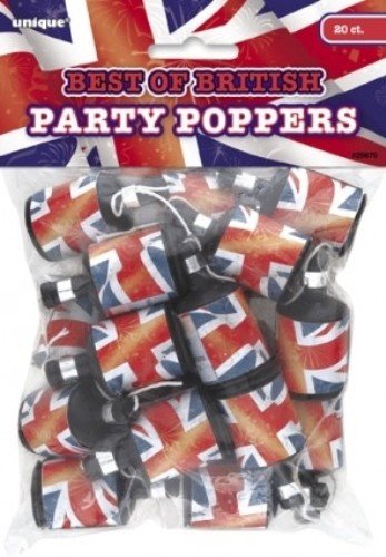 Unique Party 29670 - Best of British Union Jack Party Poppers, Pack of 20