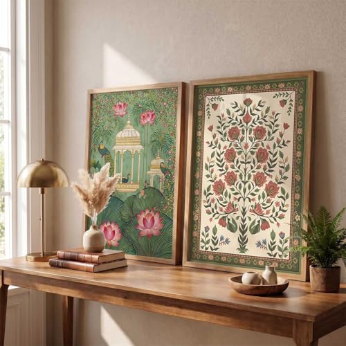 Image of kotart Madhubani Art Wall Painting Traditional Home Decoration With Frame For Living Room Bed Room Hotel Wall Decor Digital Reprint Set of 2 (19X25 INCH)
