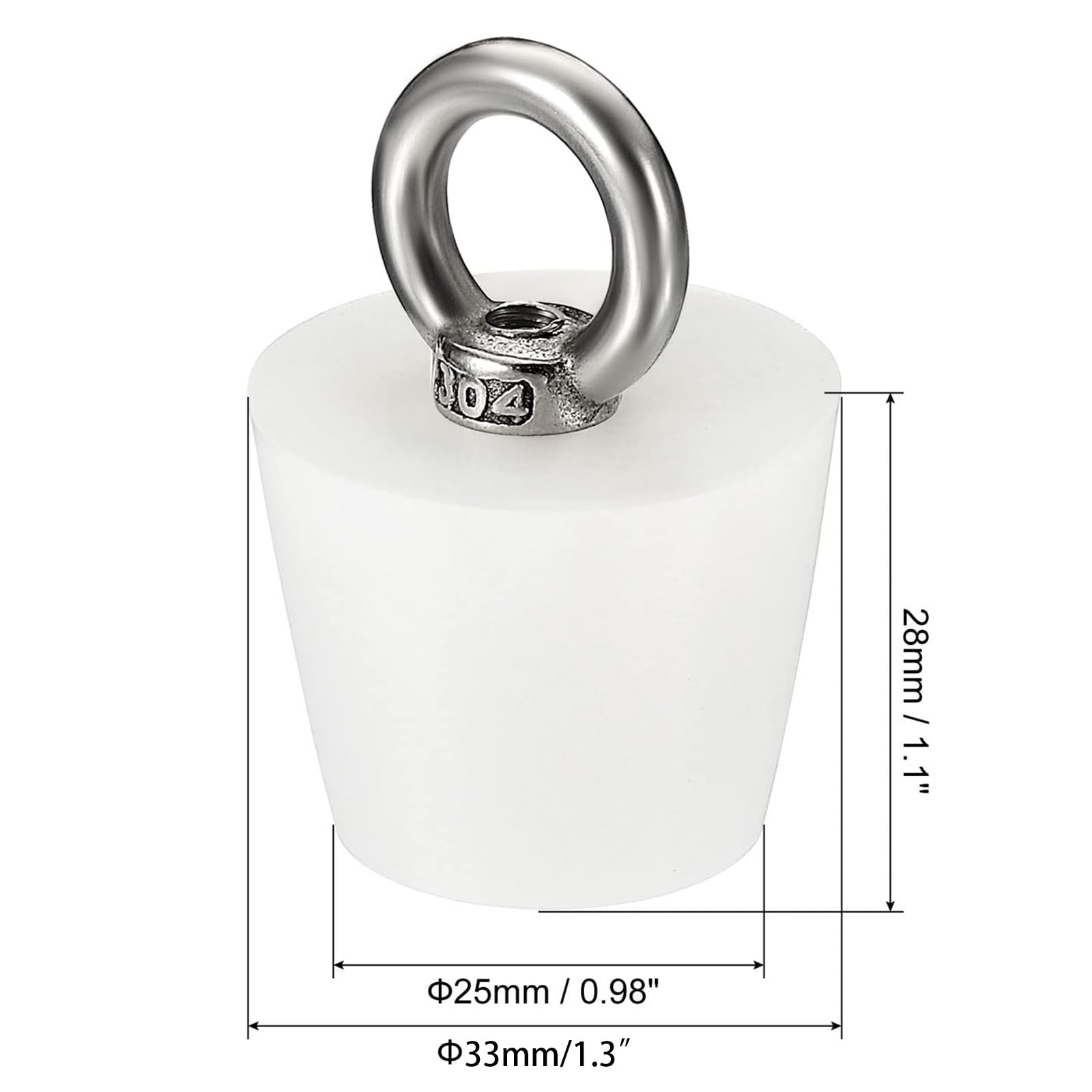 TOP-VIGOR 1Pc Rubber Tapered Plug, 25mm to 33mm Solid Bathtub Bungs Stopper with Ring - Image 2