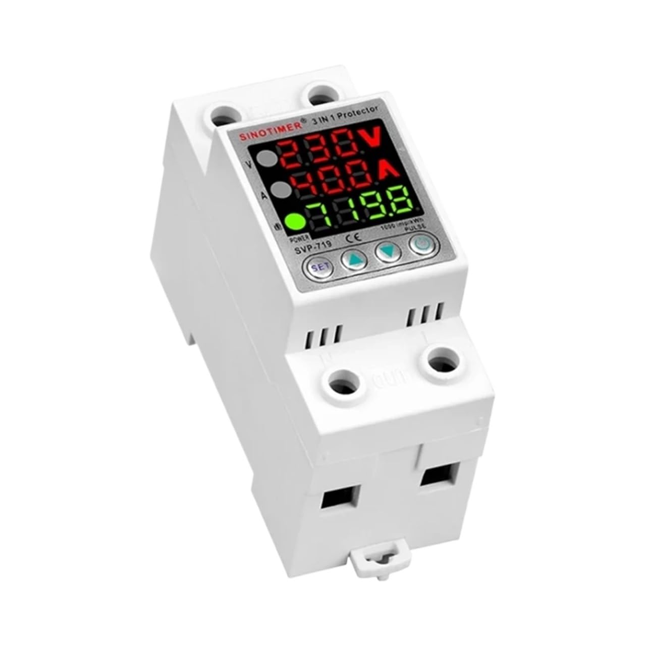 220V Adjust Voltage Relay Over Under Voltage Protector Over Current Limit Wattm KWH Energy Meter Power Comsumption