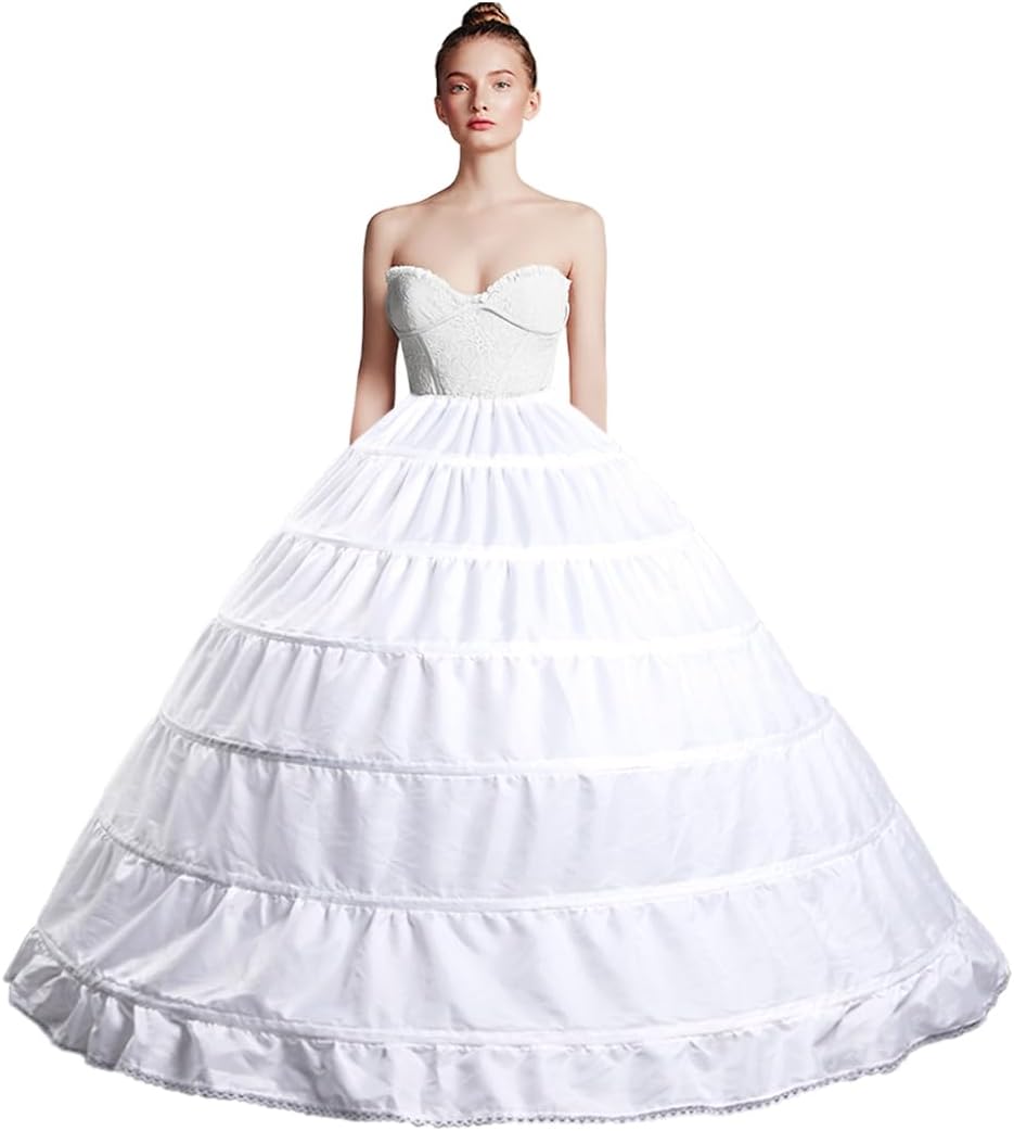 Full Shape 6 Hoop Skirt Ballgown Petticoat Underskirt Slip for Wedding Dress Quinceanera Gown Cosplay Dress Adjustable Waist