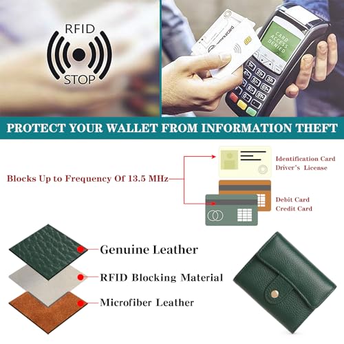 Image of GOIACII Women's Credit Card Holder RFID Blocking Genuine Leather Dark Green