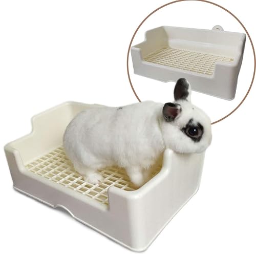 PAPIEEED Caja de arena pequeña para mascotas, bandeja para orinal de conejo, baño para animales pequeños