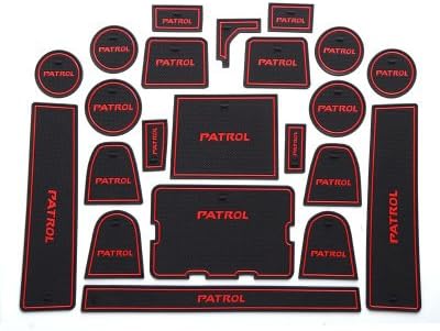 Higihitem 22pcs Fullset Non-slip Interior Door Mats Pad Gate For Nissan Patrol Y62 2017 UP (Red)