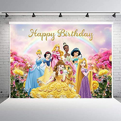 Gch Princess Themed Backdrop Colorful Princess For Girl Photography Background Baby Shower Princess Birthday Background (5X3Ft) #TOP3