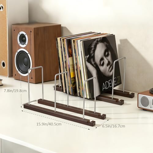 Image of Vinyl Record Storage Holder for 75 LPs, Solid Hardwood Record Stand, Album Rack Organizer, LP Storage & Magazine Holder, Gift for Music Lovers