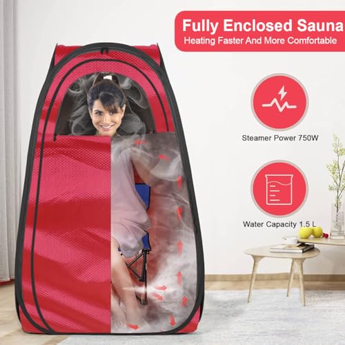 Image of Kawachi Portable Steam Cabin for Steam Sauna Therapy for Slimming and Beauty (Steam Generator not provided) (i88-Reddish Maroon)