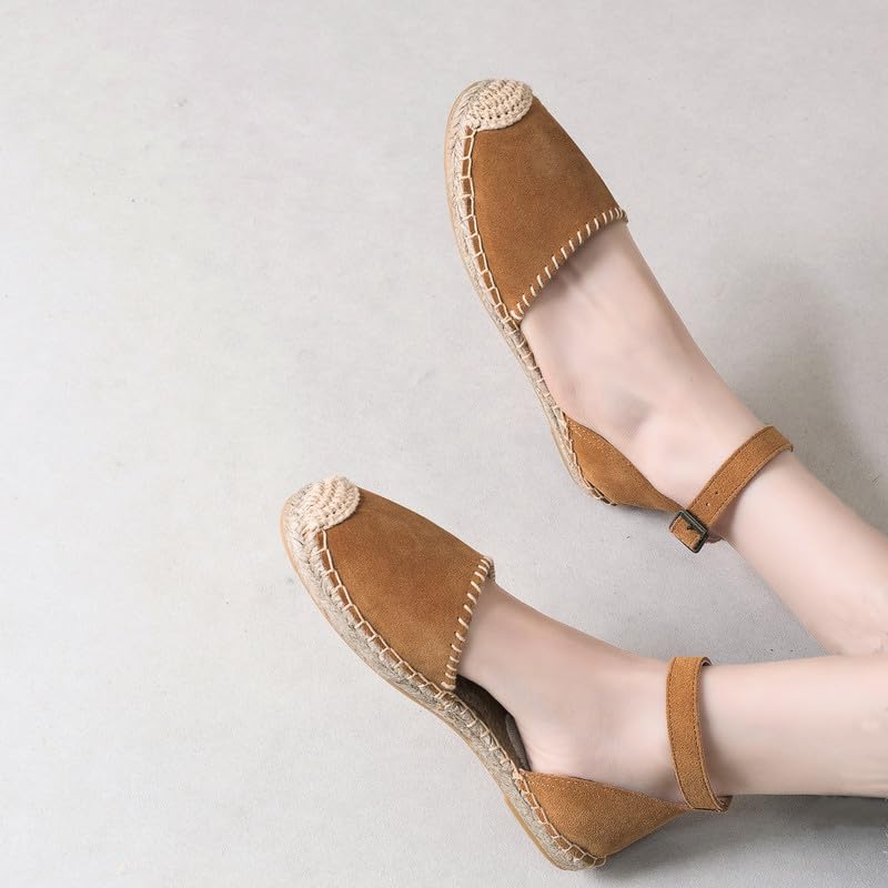 Image of Women's Espadrille FLat Sandals Closed Toe Ankle Wrap,Classic Lace Up Summer Dressy Flat Shoes