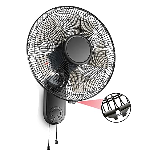 OLSKFUH Ventilador Industrial Doméstico, Ventilador De Pared con Motor De Giro Automático, Turbina Eléctrica, Velocidad De Aire Ajustable, Ventilador De Dormitorio para El H,Black-20in