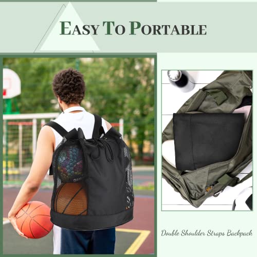 Brynnl Extra Ball Bag,Large Mesh Equipment Bag Black, Soccer Ball Bag With Adjustable Shoulder Strap,600D Oxford Cloth Mesh Sports Bag For Holding Soccer/Football/Volleyball thumb #4