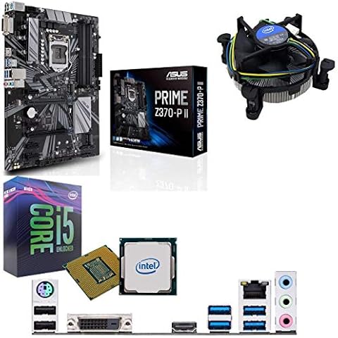 Components4All Intel Coffee Lake Core i5 9600K 3.7GHz (4.6GHz Turbo) CPU, ASUS Prime Z370-P II Motherboard Pre-Built Bundle NO RAM Cover