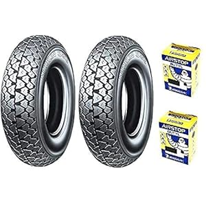 1 paar banden Michelin S83 3,50-10 + 1 paar binnenbanden voor Vespa PX LML