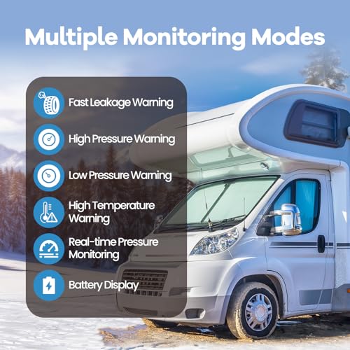 RV Tire Pressure Monitoring System, 4-Wheel Real Time Wireless TPMS for Cars, SUVs & Light Trucks (0-6 BAR, 0-87 PSI, Solar/USB Charging) with 10 Tire Repair Rubber Nails ±0.1 BAR - Image 6