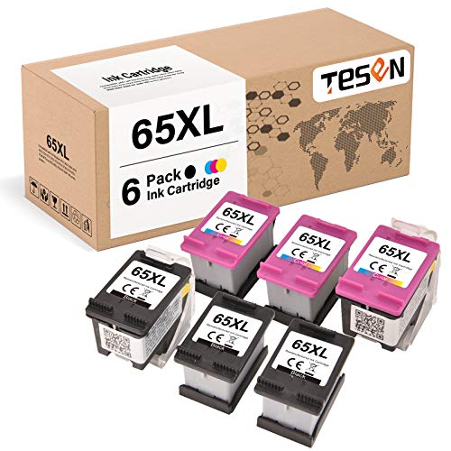 TESEN Remanufactured 65 XL Ink Cartridge Replacement for HP 65 65XL for use in HP Envy 5055 5052 5058 DeskJet 3755 2655 3720 3722 3723 HP AMP 100 105 120 125 130 (6 Pack, 3 Black + 3 Color)