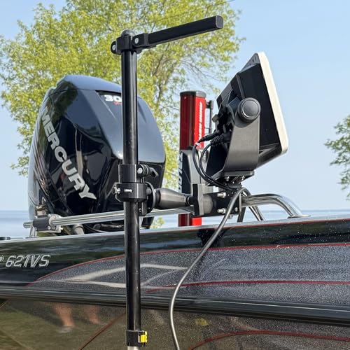 Image of Transducer Pole with Ball Mount Adapter (Ball Not Included), RAM Ball Boat Mount, Adjustable 30 inch-60 inch Telescoping Pole for Livescope LVS34, LVS32, Mega Live 1 & 2, Active Target 1 & 2