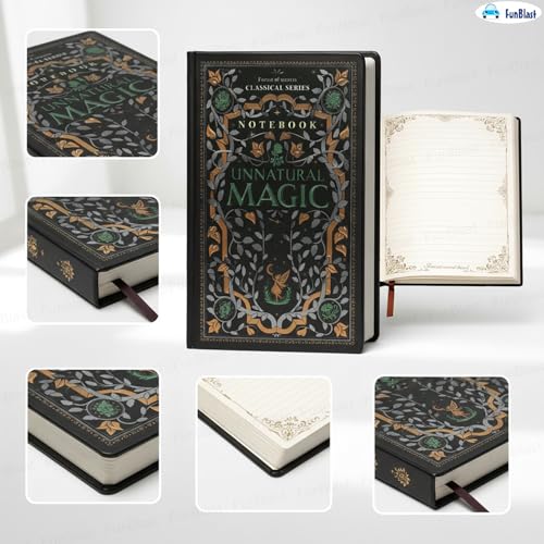 Image of FunBlast Aesthetic Notebook Diary - A5 Ruled Pages, Hardcover Writing Notebook, Vintage Style Journal, Gift for Men & Women, Personal Writing Diary for Travel (No of Sheets- 112 & 224 Pages) (Magic)