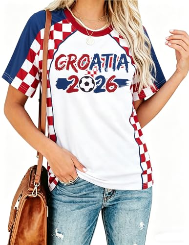 Croatia Soccer Jersey Womens Soccer Shirt Game Day Croatia Shirt Casual Graphic Tees