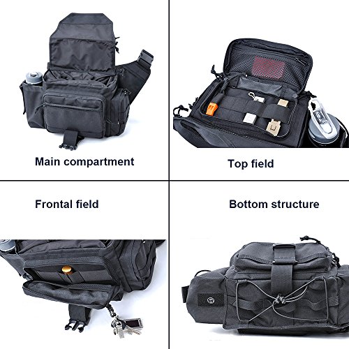 SHANGRI-LA Multi-functional Tactical Messenger Bag - Black - Thumbnail 2