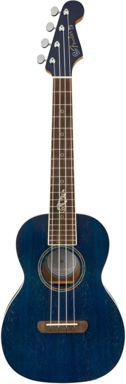 Fender Dhani Harrison Tenor Ukulele, Sapphire Blue, with Gig Bag