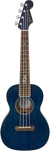 Miniatura 9 de Fender Dhani Harrison Tenor Ukelelele, diapasón de nogal, turquesa