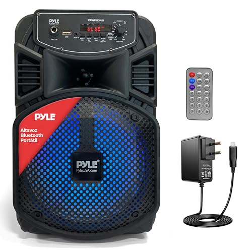 Pyle Sistema de Altavoces, PA, 300W, Bluetooth, portatil, Recargable, Exteriores, subwoofer de 8”,...