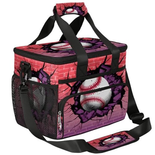 Insulated Picnic Backpack Lunch Box for Women Men Picnic Basket Tote Lunch Bag Picnic Bag Portable Lunch Bags for Picnic, Beach, Work, Trip,Office, Camp 3D Baseball