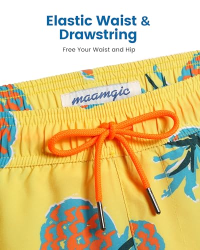 Image of maamgic Mens Swim Trunks with Compression Liner 5 Inch, Quick Dry Bathing Suit with Zipper Pockets, No-Chafing Swim Shorts