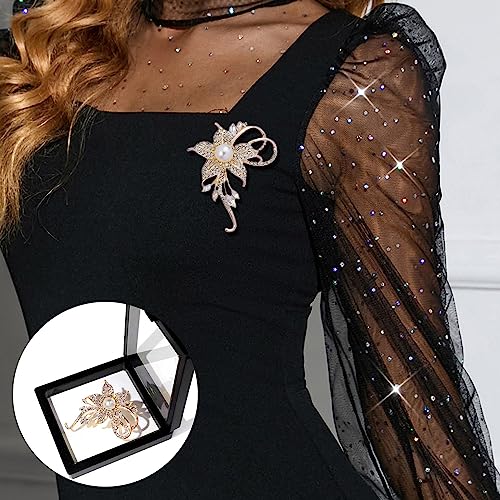 Image of Crystal Pearl Flower Brooches Pins Fashion Beautiful Created Rhinestone Floral Brooch Good Idea for Party Dance Wedding Banquet for Elegant Women Girl