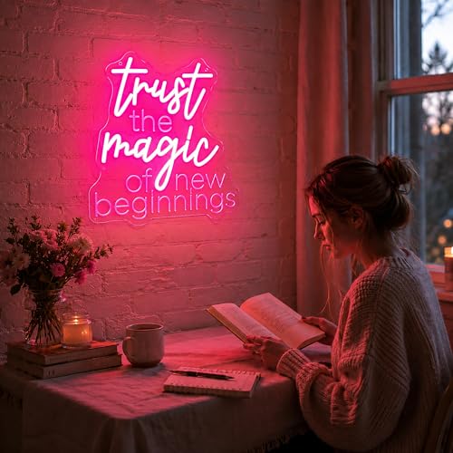 Image of Trust the Magic of New Beginnings Neon Sign Led Neon Lights Neon Signs for Wall Decor Light Up Sign for Birthday Party Club Gift