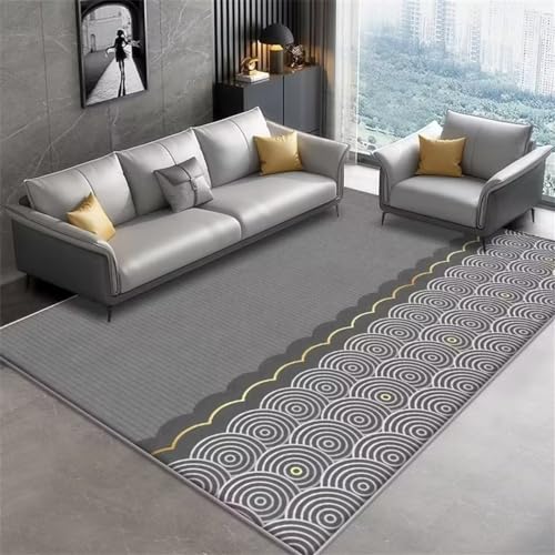 Tapis de salon gris géométrique 80x160cm rectangulaire en textile durable