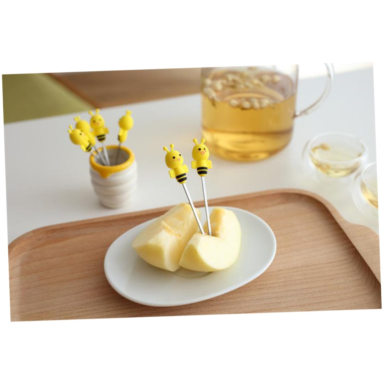PRETYZOOM 18pezzi Forchettine Da Dessert Acciaio Inossidabile Con Supporto Ceramico Per Frutta e Antipasti Per Feste e Uso Quotidiano