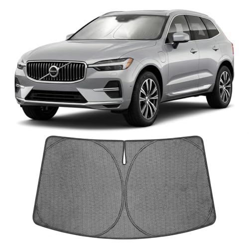 Image of Proadsy Windshield Sun Shade Custom Fit Volvo XC60 2018-2026 Ice Crystal Black Front Window Sunshade UV and Heat Blocker Foldable Visor Keeps Car Cooler for Summer Parking and Daily Use
