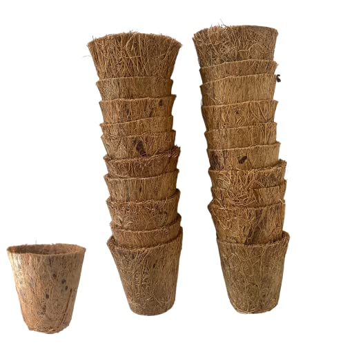 Pokugiardini, Seeding Pots,Biologisch abbaubare Pflanztöpfe,Blumentöpfe, Anzuchttöpfe aus Reiner Kokosfaser, Torffrei, Kunststofffrei.ø 4,5 cm; 20 Stck