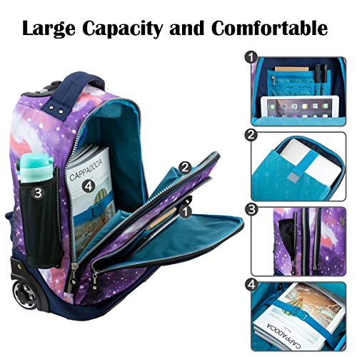 Image of 18 inches Wheeled Rolling Backpack for Business Adults and School Students Books Travel Bag