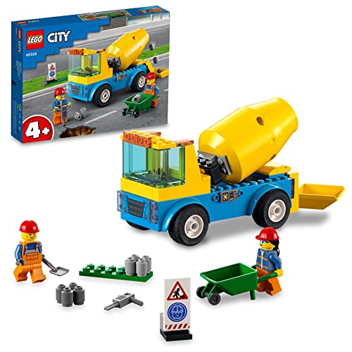LEGO 60325 City Starke Fahrzeuge Betonmischer, LKW-Spielzeug mit Baustelle,...