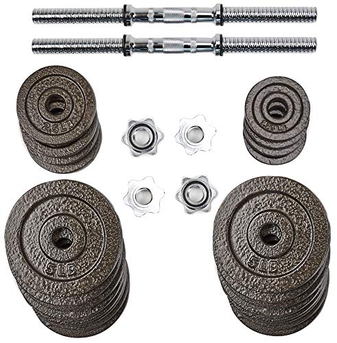 Powergainz Contoured Handle Cast Iron Adjustable Dumbbell Weight Set, 40-Pound Pair, 105-Pound Pair, 200-Pound Pair, Black (Elg-105N) #TOP1