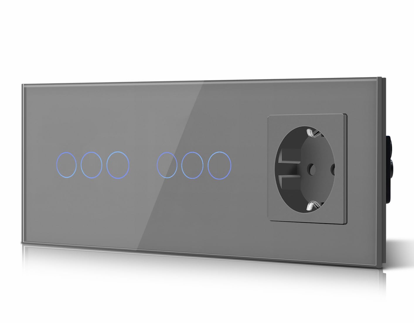 BSEED Interruptor táctil y enchufe pared,Toma de corriente con USB C,Panel de Vidrio con pulsador LED,Sin Función Wifi,1 Gang 1 Vía+1 Enchufe USB/Tipo C,157mm Negro — view 41
