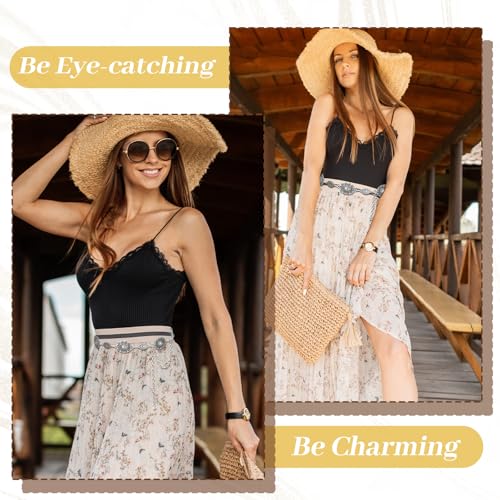 Women Western Metal Chain Belt,Oval Concho Chain Belt,Metal Waist Chains Belts for Jeans Dresses Concert Boho4