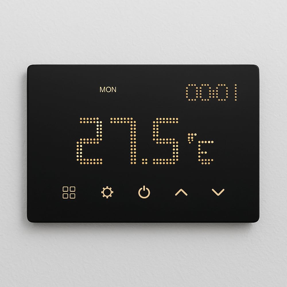Cronotermostato ad incasso, montaggio su scatola a 3 moduli, WiFi smart, nero, display LED touch, programmazione con APP, 220V 230V, caldaia, funzione estate/inverno, ETWF4302