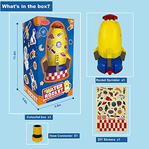 Water Sprinkler For Kids And Toddlers,Summer Outdoor 360-Degree Rotation Rocket Water Play Sprinklers Toys For Yard,Summer Pump Spray Lawn Game Toys For Kids Ages 3 4 5 6 7 8 Boys Girls Dogs #TOP6