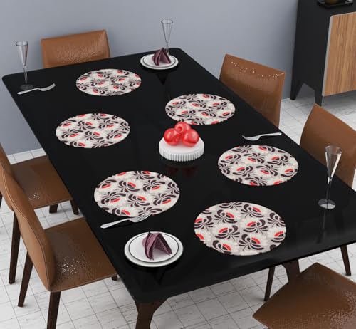 Image of LaVichitra Cotton Table Placemat | Dining Table Mat | Bed Side Table Mat | Cotton Round Shape Placemats | Washable PlaceMat for Shelves & Plant Pots - Pack of 6, Vintage Daisy