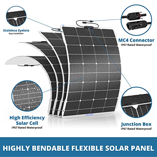 Voltset 200 Watt Flexible Solar Panel, 2 X 100W 12V Etfe Monocrystalline Panel Bendable Solar Panel, Lightweight Solar Panel Charger For Rv Car Van Marine Tent Camping #TOP1