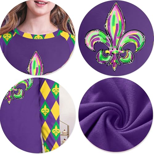 Image of Mardi Gras Shirt for Kids: Toddler Boys Girls Mardi Gras Long Sleeve Happy Carnival Outfits Mask Graphic Tee 4-12 Years