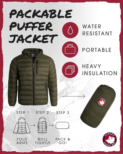 Image of CANADA WEATHER GEAR Mens' Puffer Jacket - Lightweight Packable Bubble Coat, Water Resistant Outerwear Jackets for Men (M-XXL)
