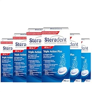 Steradent Kunstgebit Reiniger – Triple Action Plus – 90 stuks x6